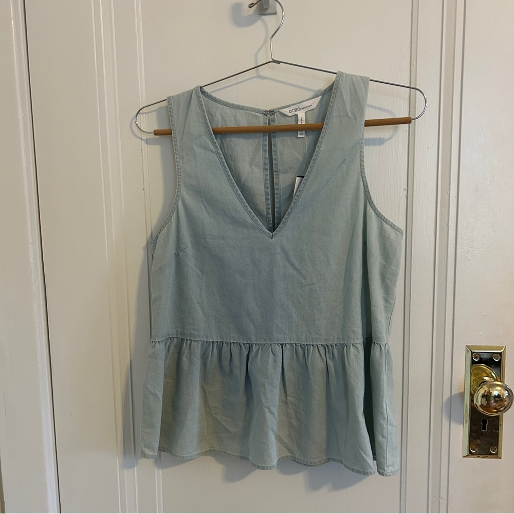 NWT BCBGeneration Blue Denim Peplum Tank Top